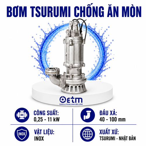 BƠM CHỐNG ĂN MÒN TSURUMI DÒNG SFQ ,nBQ, CQ, SQ, TM